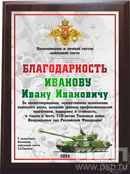EX153. Плакетка "Благодарность"