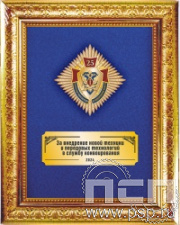 5.7.Б.64.64. Панно со знаком "25 лет Специальные подразделения ФСИН по конвоированию" на бархате