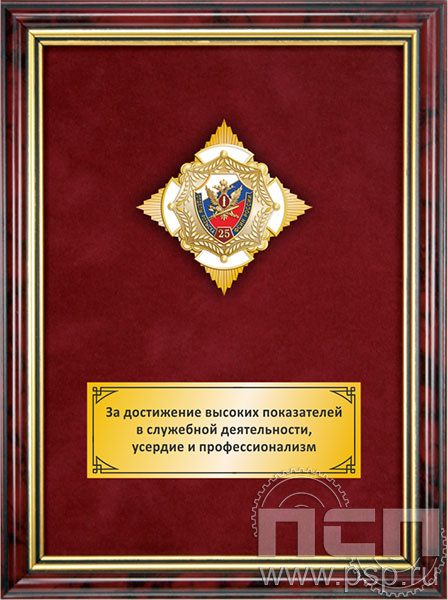 5.7.01.254. Панно со знаком "25 лет Отделы розыска ФСИН России" на бархате 