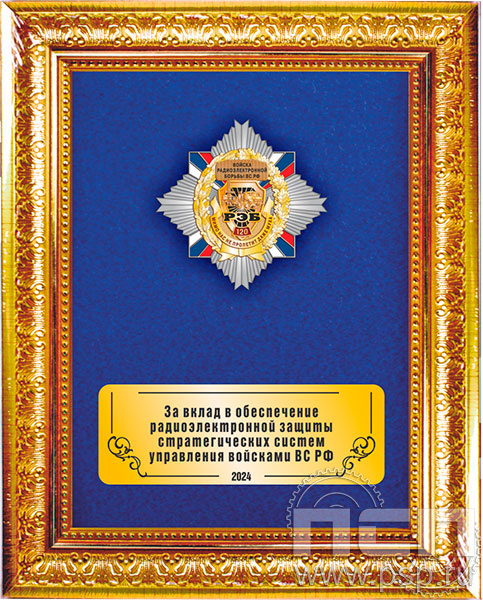 5.7.Б.5.3. Панно со знаком "120 лет Войскам РЭБ МО РФ" на бархате