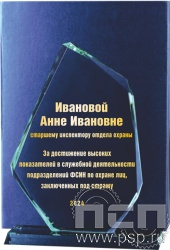 L0002. Награда стеклянная "30 лет Служба охраны ФСИН" в футляре